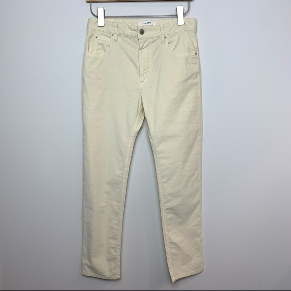 Isabel Marant Etoile Corduroy Pants Cream Straight Leg High Rise High Waist 36 0